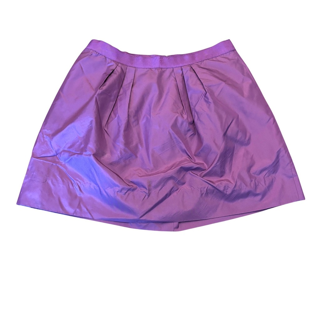 J.Crew Purple Silk Taffeta Pleated Mini Skirt | Size 6 | Tulle Lining 32465